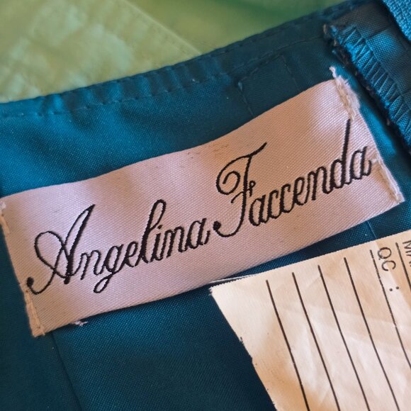 Matte Satin Teal ANGELINA FACCENDA Formal Gown sz 12 - Picture 9 of 12